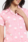 Zivame Joyful Jingles Knit Cotton Pyjama Set - Candy Pink — thumbnail 5